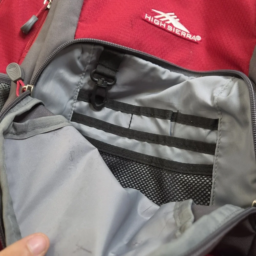 High Sierra Strap System Red & Gray Back Pack Hiking Outdoor Trail Country